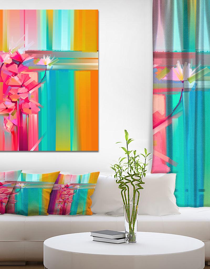 DesignQ Abstract Red Gerbera Spring Flower - Floral Painting Print on Wrapped Canvas