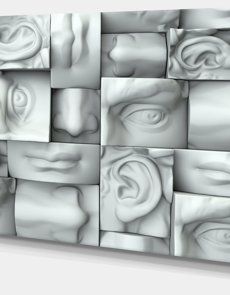DesignQ Abstract White Blocks'Large Abstract Wall Art