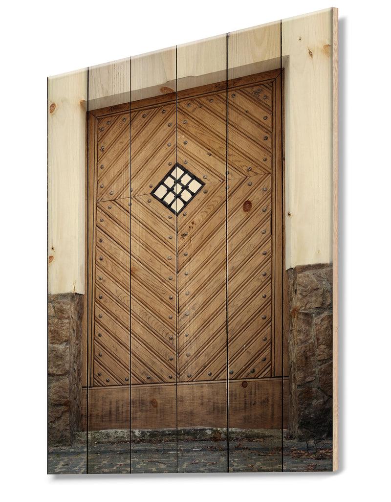 DesignQ Ancient Woor With Diamond Window - Vintage Print On Natural Pine Wood