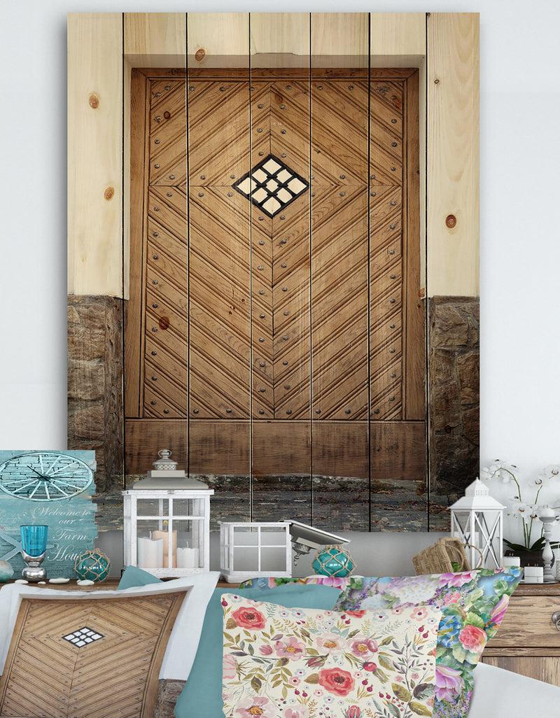 DesignQ Ancient Woor With Diamond Window - Vintage Print on Natural Pine Wood