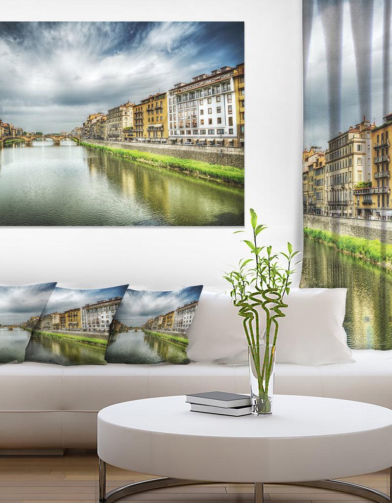 DesignQ Arno River Under Dramatic Sky - Cityscape Canvas Print