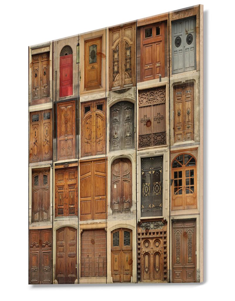 DesignQ Art Nouveau Doors - Vintage Print On Natural Pine Wood