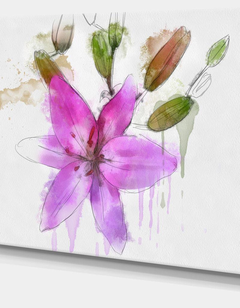 DesignQ Beautiful Purple Floral Illustration - Extra Large Floral Canvas Art