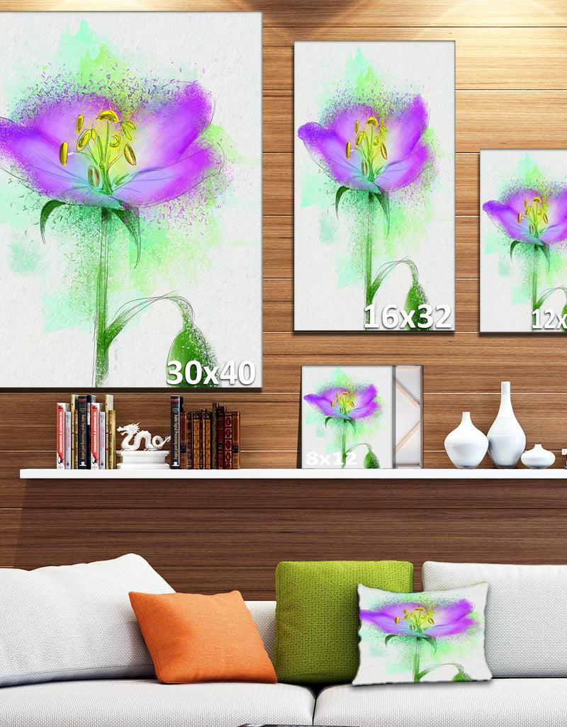 DesignQ Beautiful Purple Watercolor Flower - Floral Canvas Artwork Print