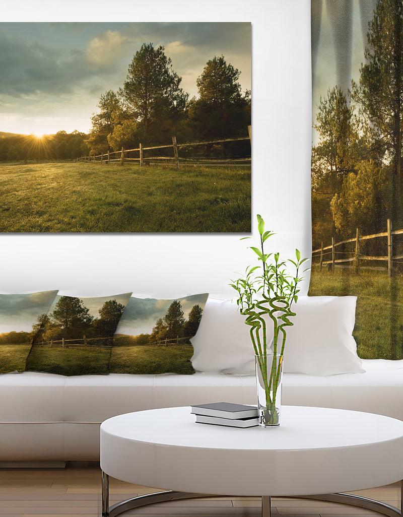 DesignQ Beautiful Sunrise In The Farm - Landscape Wall Artwork
