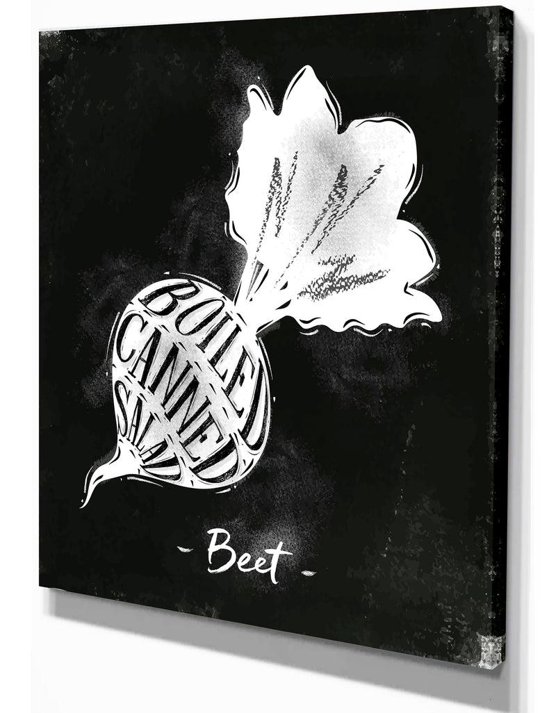 DesignQ Beet Cutting Scheme Chalk - Farmhouse Food Painting Print On Wrapped Canvas
