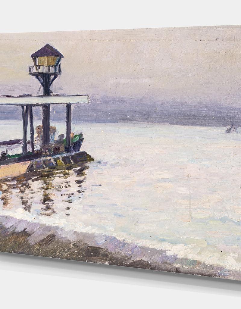 DesignQ Big Lamp In White Landscape - Landscapes Painting Print On Wrapped Canvas