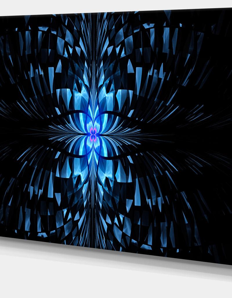 DesignQ Blue Butterfly Pattern On Black - Abstract Art On Canvas