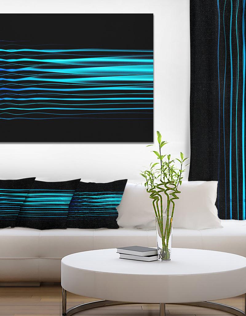 DesignQ Blue Fractal Flames on Black - Extra Large Abstract Canvas Art Print