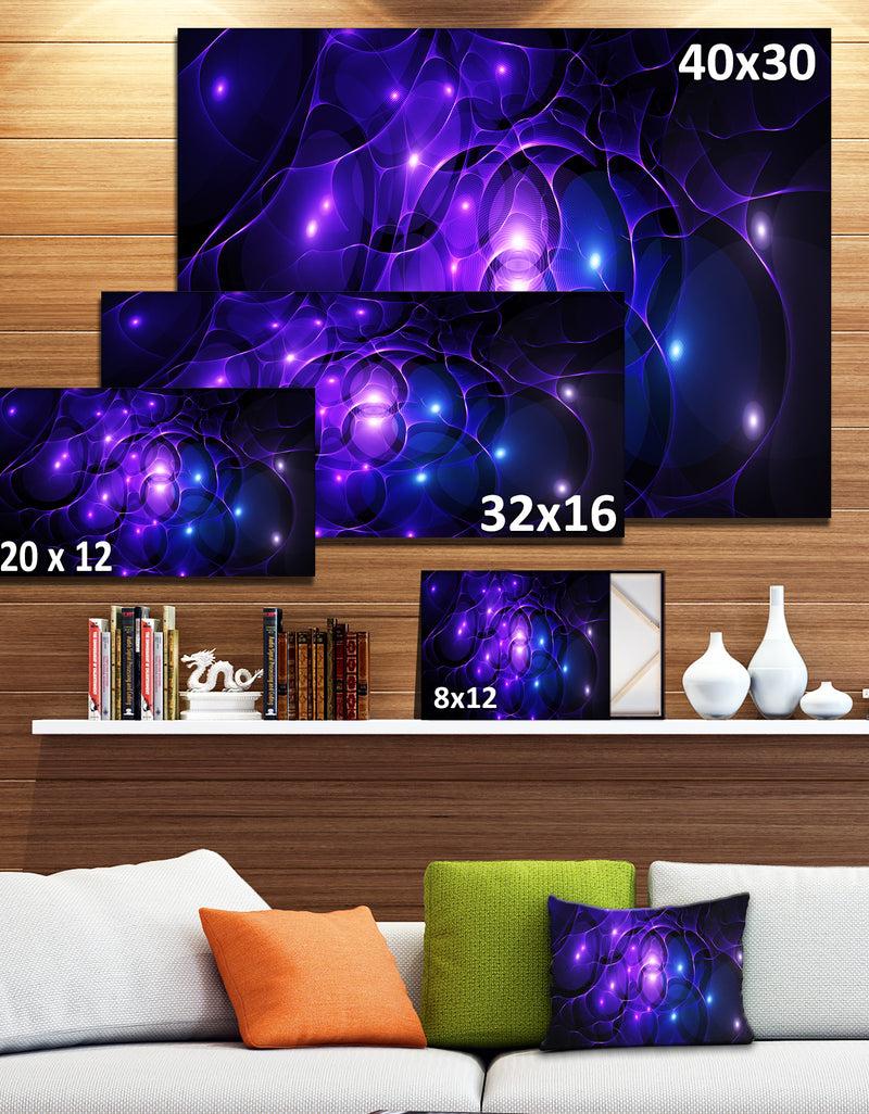 DesignQ Blue Fractal Space Circles - Extra Large Abstract Canvas Art Print