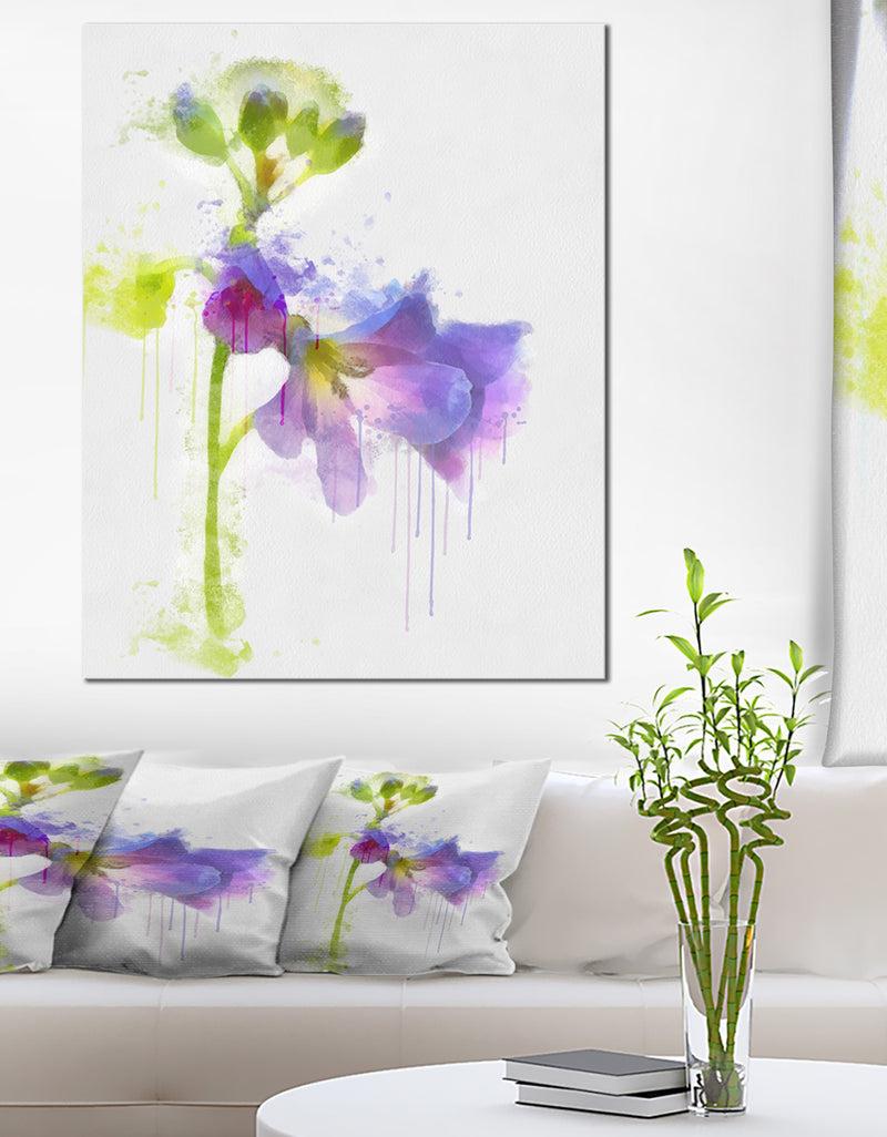 DesignQ Blue Hand-drawn Eustoma Watercolor - Flower Canvas Print Artwork