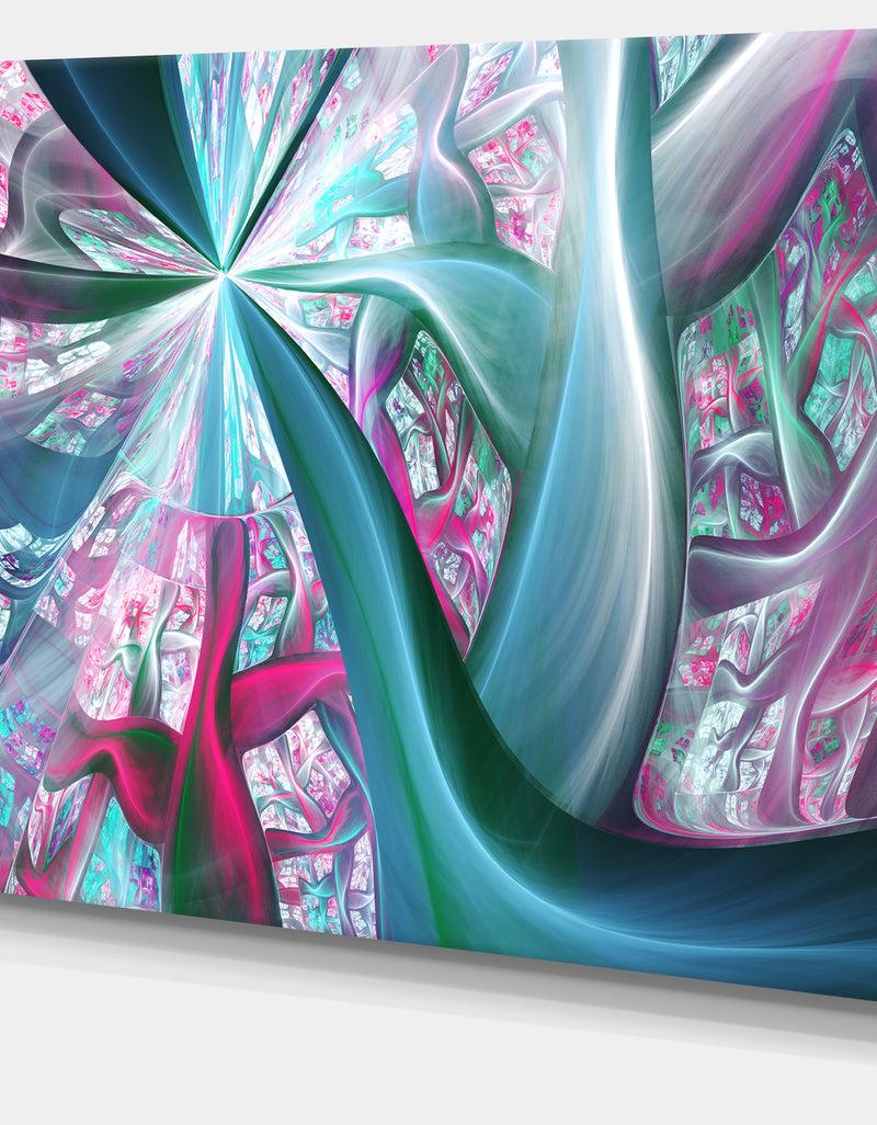 DesignQ Blue Pink Fractal Plant Stems - Extra Large Canvas Art Print