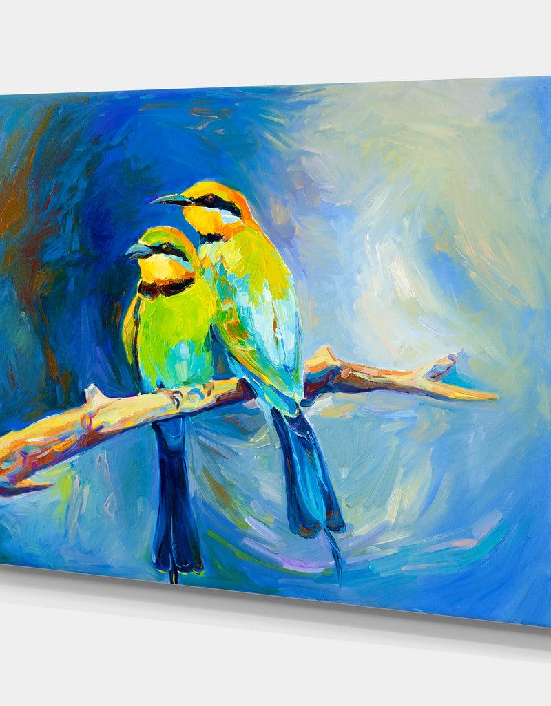 DesignQ Blue Tailed Bee Eaters - Cottage Canvas Wall Art