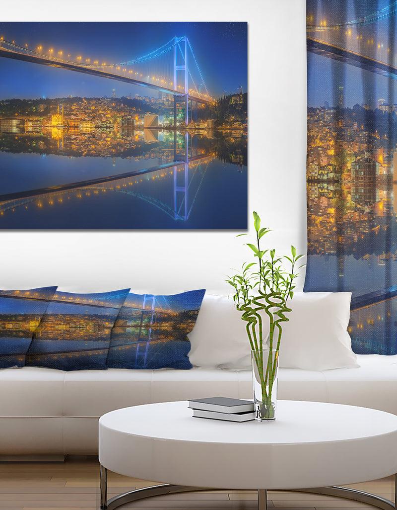 DesignQ Bosphorus bridge at night Istanbul Skyline - Cityscapes Photography on Wrapped Canvas