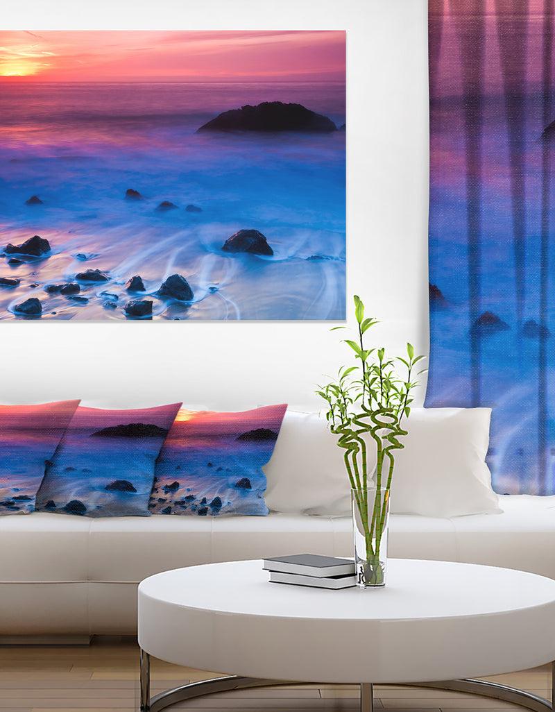 DesignQ Bright Colorful Rocky Coast Panorama - Extra Large Seashore Canvas Art