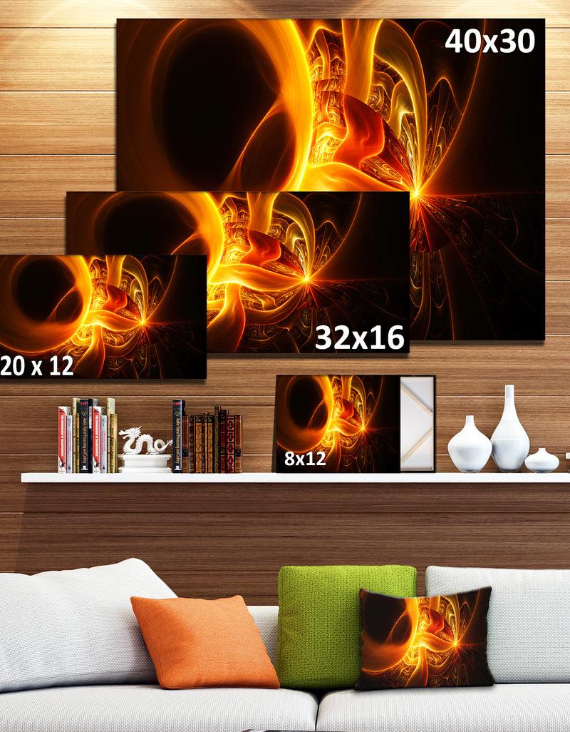 DesignQ Bright Yellow Designs On Black - Abstract Wall Art Canvas