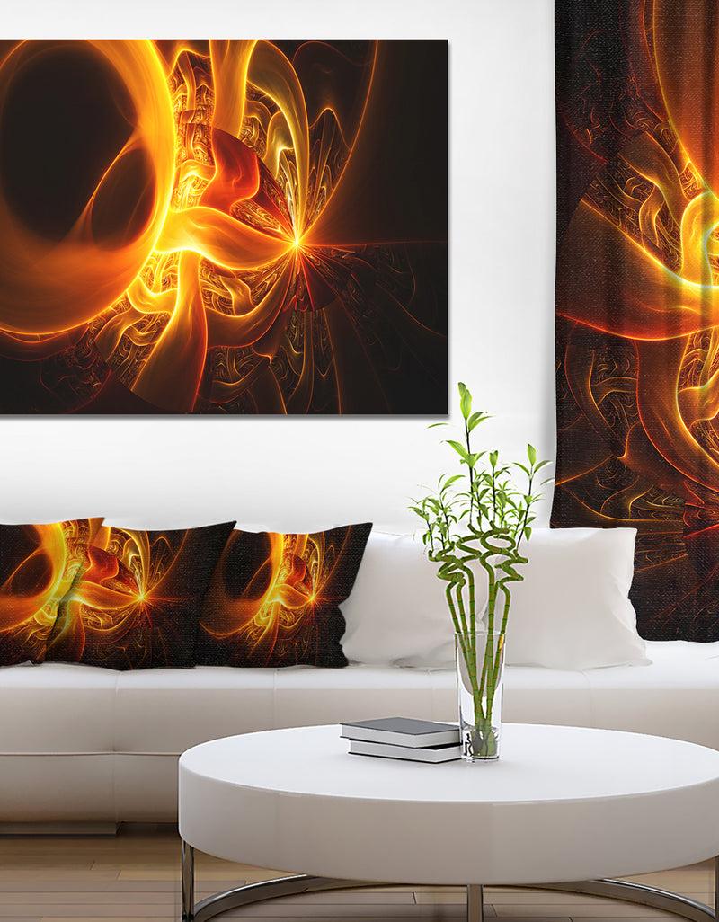 DesignQ Bright Yellow Designs on Black - Abstract Wall Art Canvas