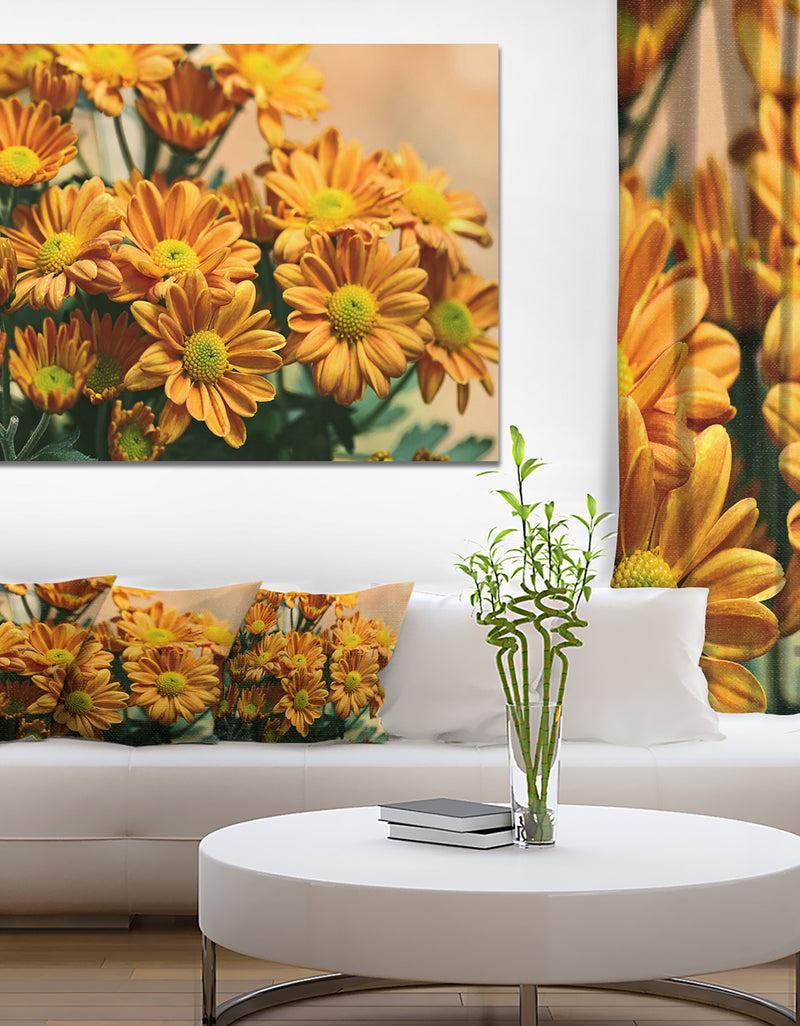 DesignQ Bright Yellow Flowers In Garden - Extra Large Floral Canvas Art Print