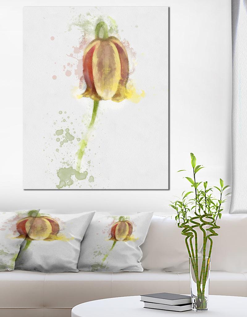 DesignQ Brown Tulip Sketch Watercolor - Modern Floral Canvas Wall Art