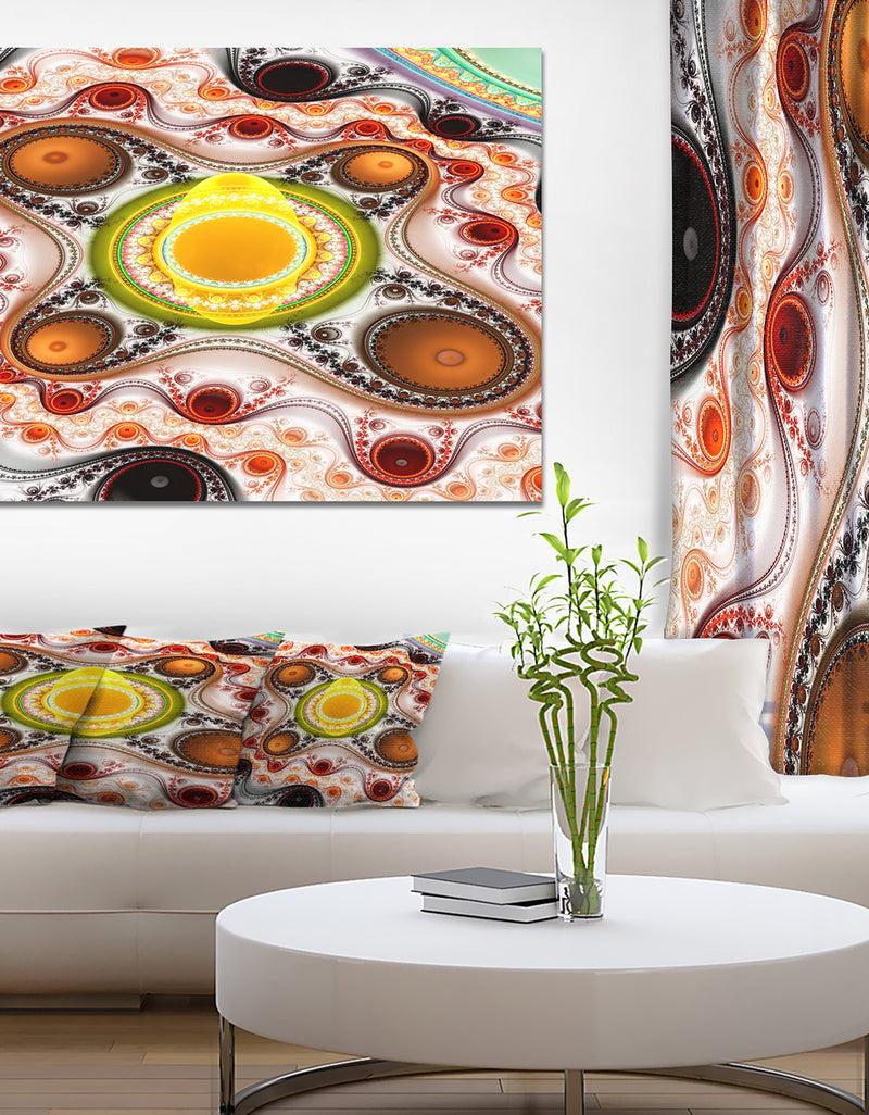 DesignQ Brown Wavy Curves And Circles - Large Wall Art On Canvas