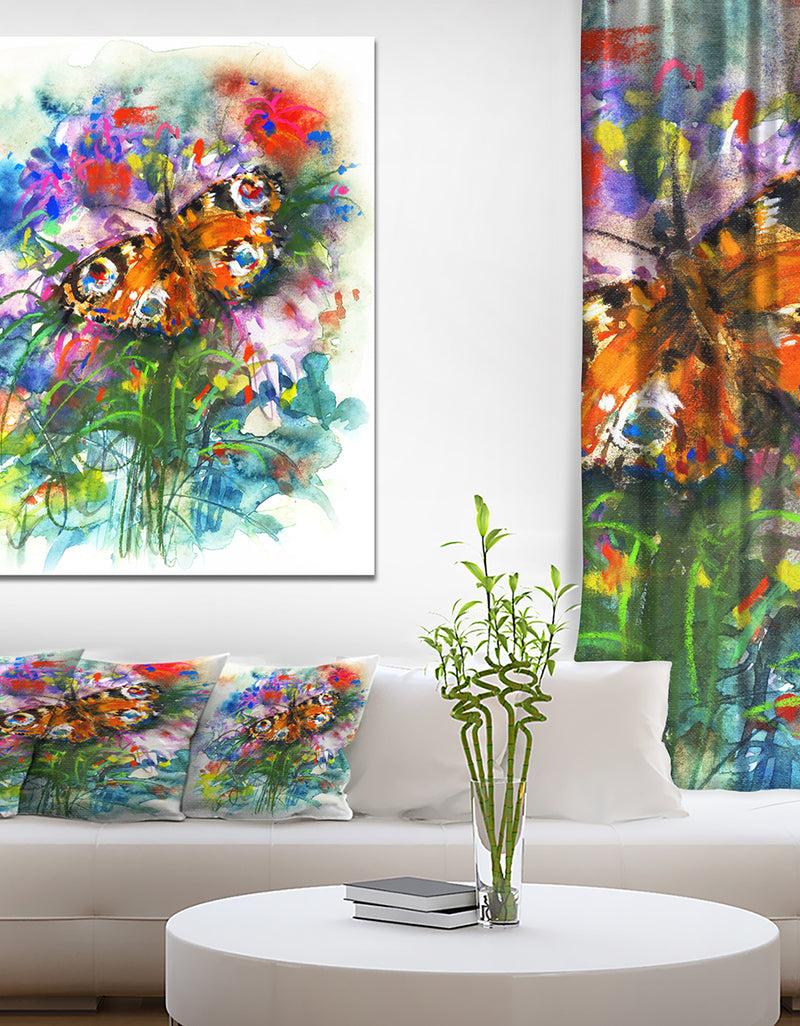 DesignQ Butterfly peacock - Floral Painting Print on Wrapped Canvas DesignQ Butterfly peacock - Floral Painting Print on Wrapped Canvas
