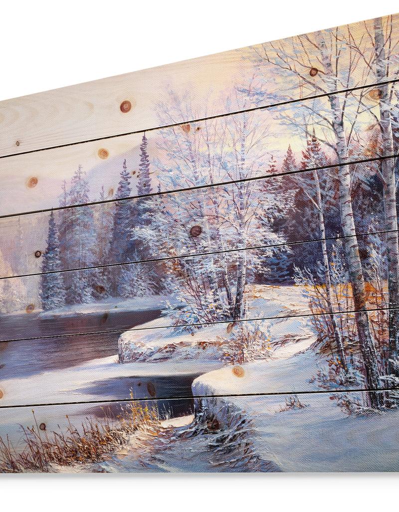 DesignQ Christmas Forest - Digital Print On Natural Pine Wood