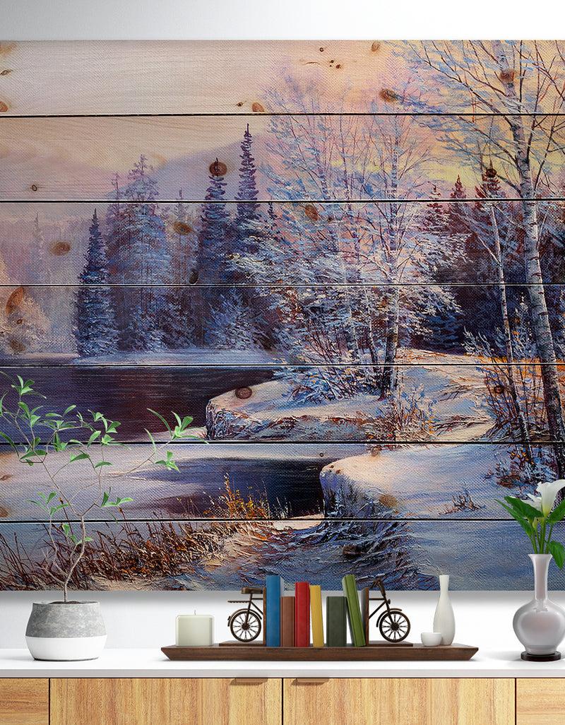 DesignQ Christmas Forest - Digital Print on Natural Pine Wood