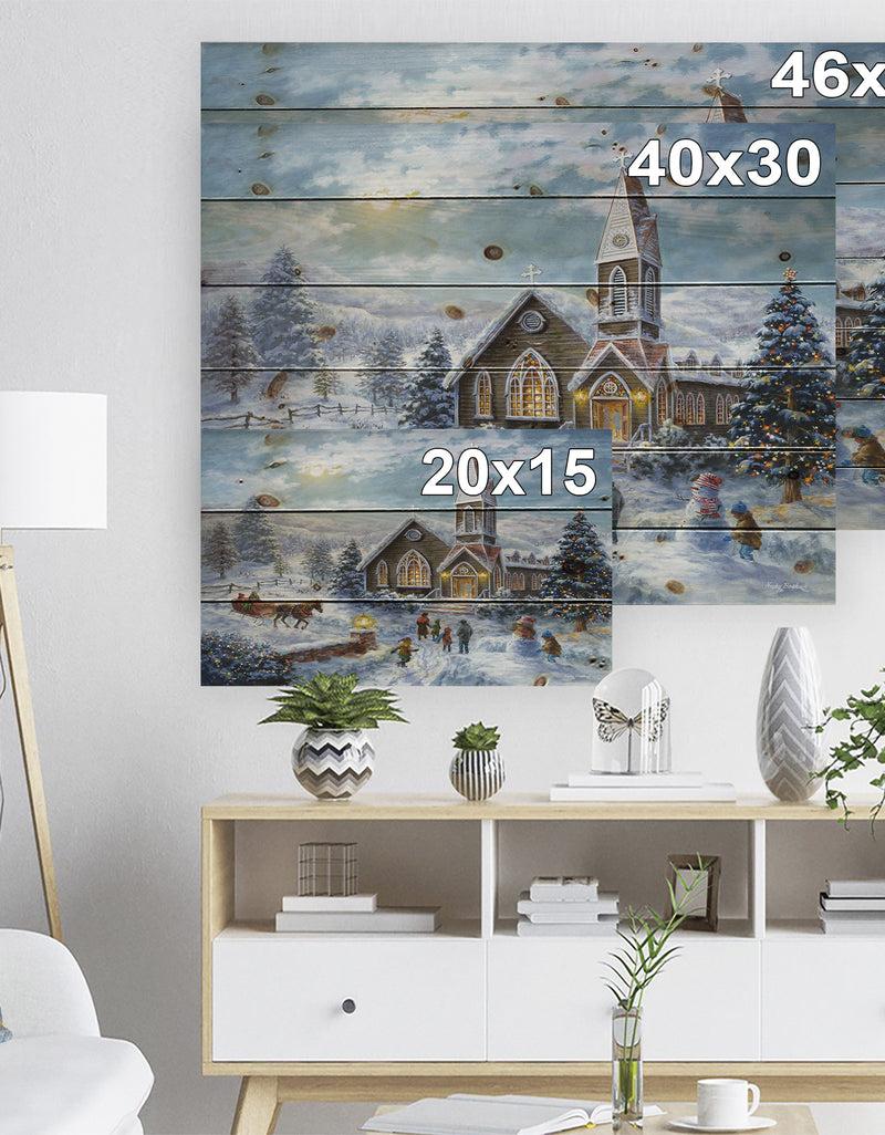 DesignQ Christmas Worship Parents Pray Children Play - Print On Natural Pine Wood