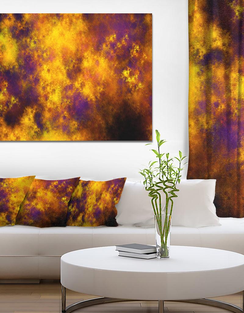 DesignQ Cloudy Orange Starry Fractal Sky - Abstract Artwork on Canvas