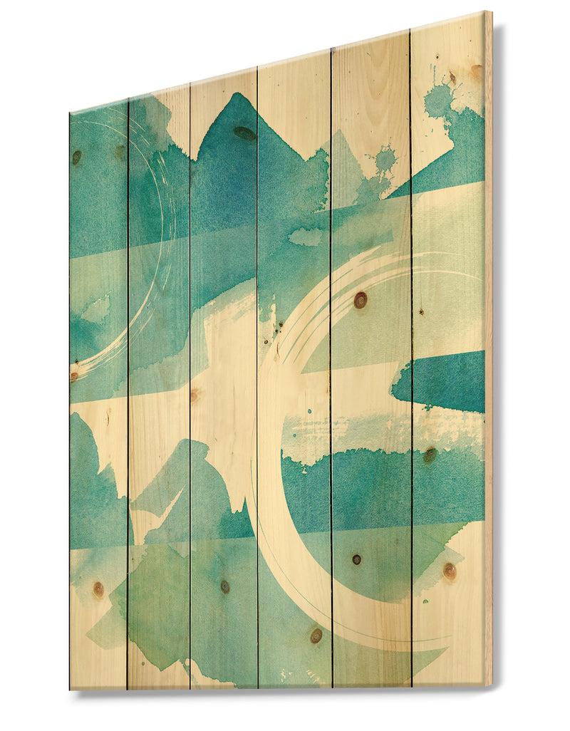 DesignQ Coastal Watercolors II - Transitional Print On Natural Pine Wood