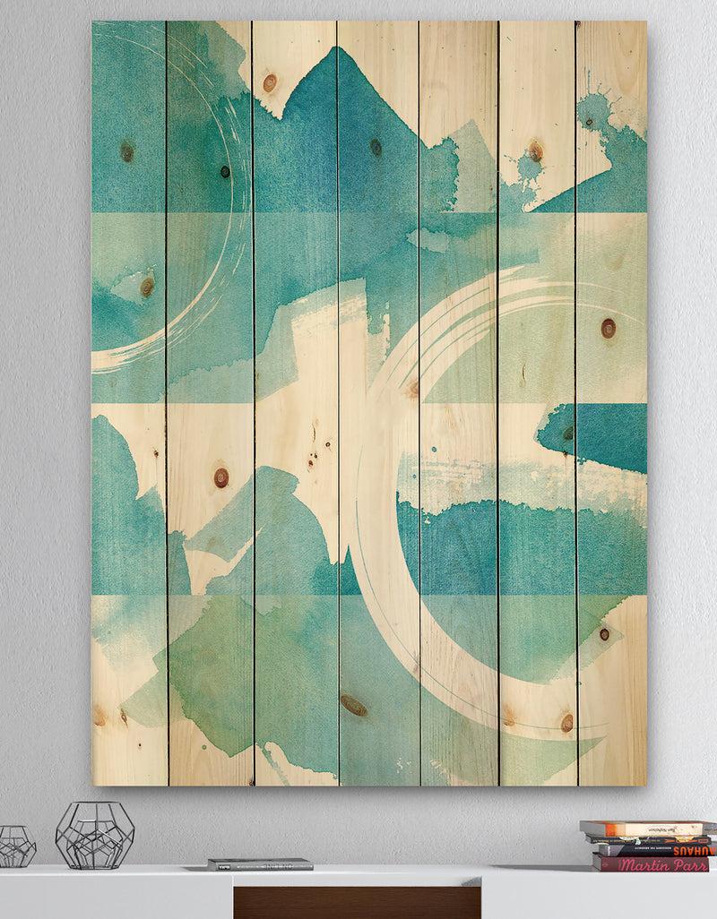 DesignQ Coastal watercolors II - Transitional Print on Natural Pine Wood