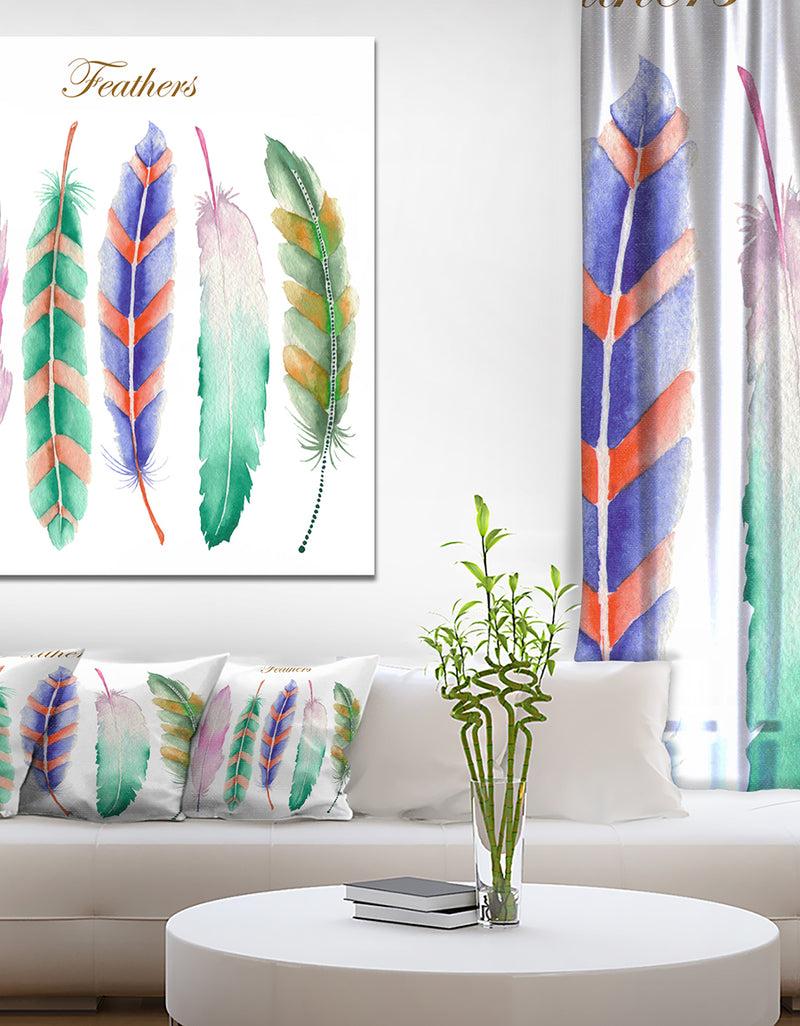 DesignQ Colored Feathers - Animals Painting Print on Wrapped Canvas