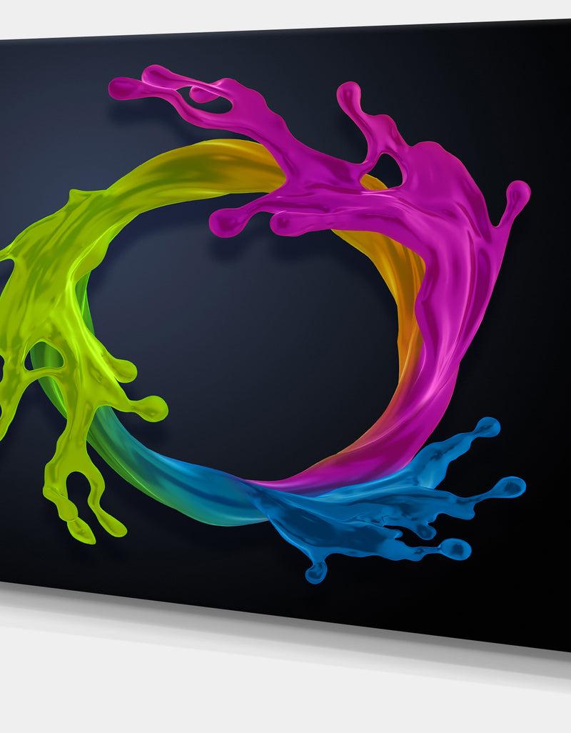 DesignQ Colorful Splash Round'Large Abstract Wall Art