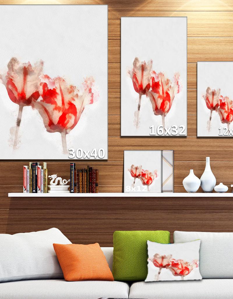DesignQ Colorful Watercolor Roses On White - Large Floral Canvas Artwork
