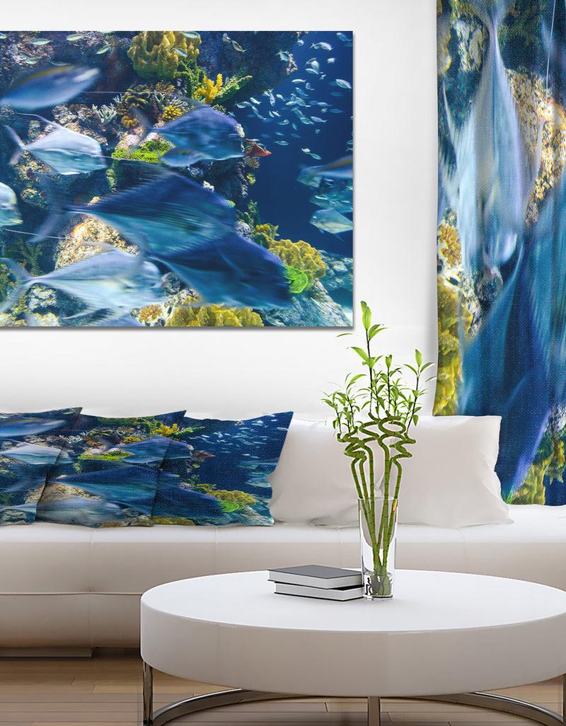 DesignQ Coral reef Blur in Motion - Sea & Shore Nautical Photographic on wrapped Canvas