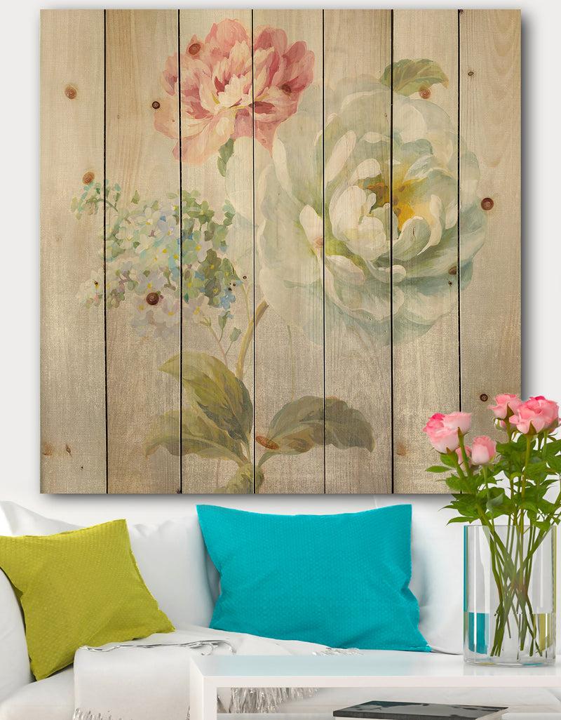 DesignQ Country Flower Bouquet - Cabin & Lodge Print on Natural Pine Wood