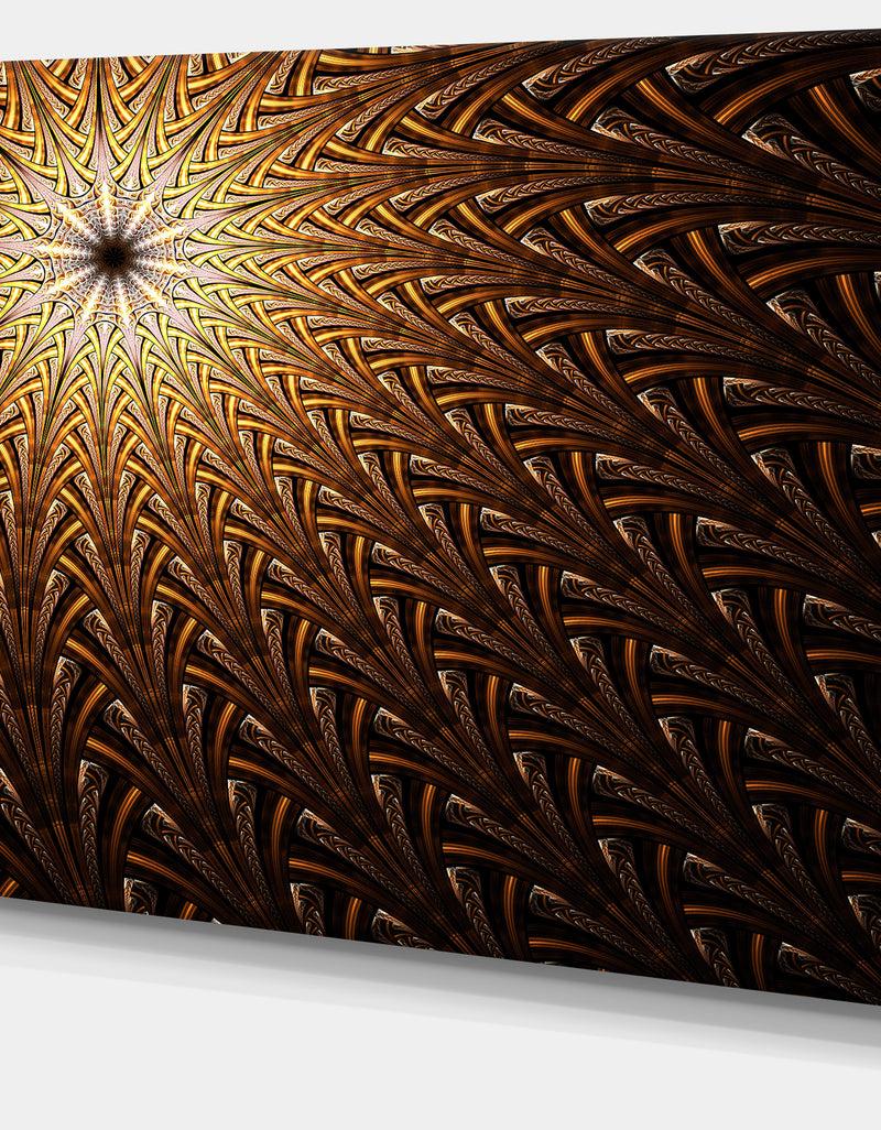 DesignQ Dark Orange Fractal Flower Pattern - Abstract Wall Art Canvas
