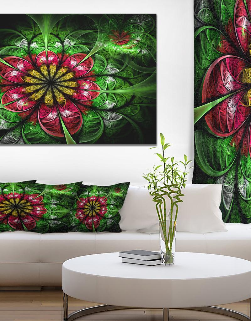 DesignQ Dark Yellow and Green Flower'Extra Large Abstract Canvas Art Print