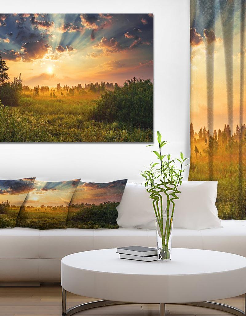 DesignQ Dawn in a meadow - Landscapes Photography on wrapped Canvas
