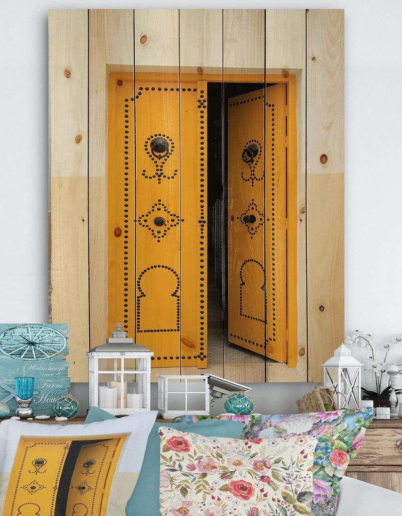 DesignQ Decorative Doors of Tunisia - Vintage Print on Natural Pine Wood