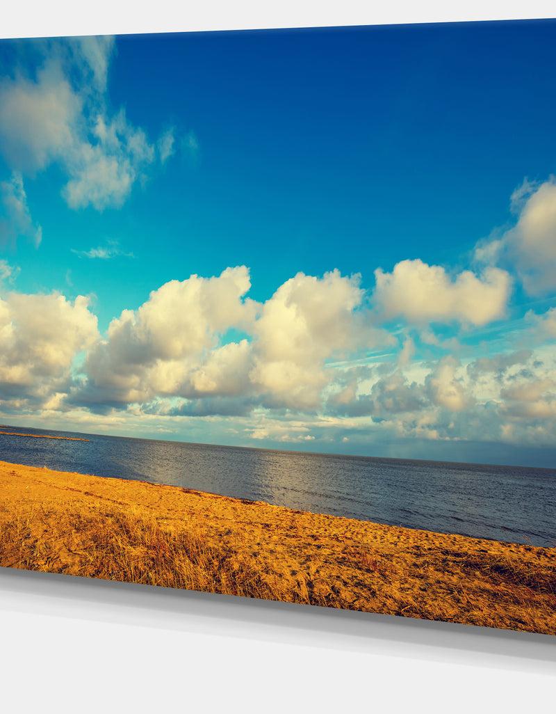 DesignQ Deserted Brown Sea Coastline - Landscape Artwork Canvas