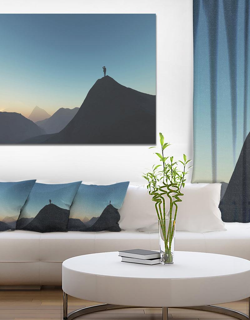 DesignQ Design Canvas Art Print 'Man Looking from Mountain - Extra Large Landscape Canvas Art Print