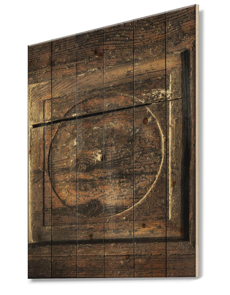 DesignQ Detail Of Old Wooden Door - Vintage Print On Natural Pine Wood