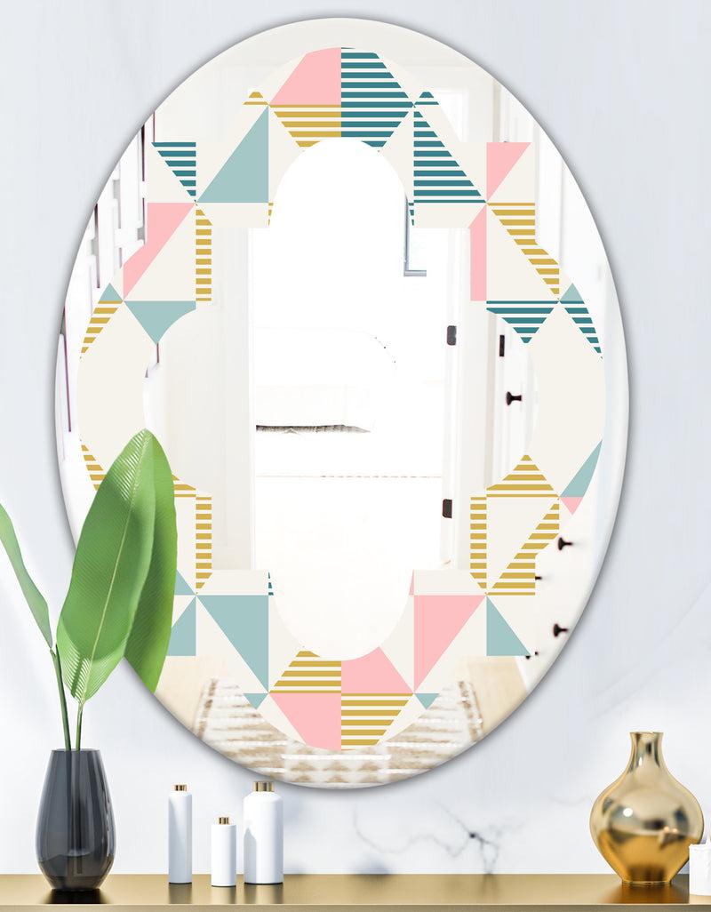 DesignQ Diamond Retro II - Modern Round Or Oval Wall Mirror - Quatrefoil