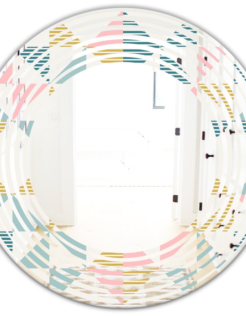 DesignQ Diamond Retro II - Modern Round Or Oval Wall Mirror - Wave