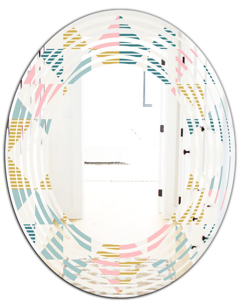DesignQ Diamond Retro II - Modern Round Or Oval Wall Mirror - Wave