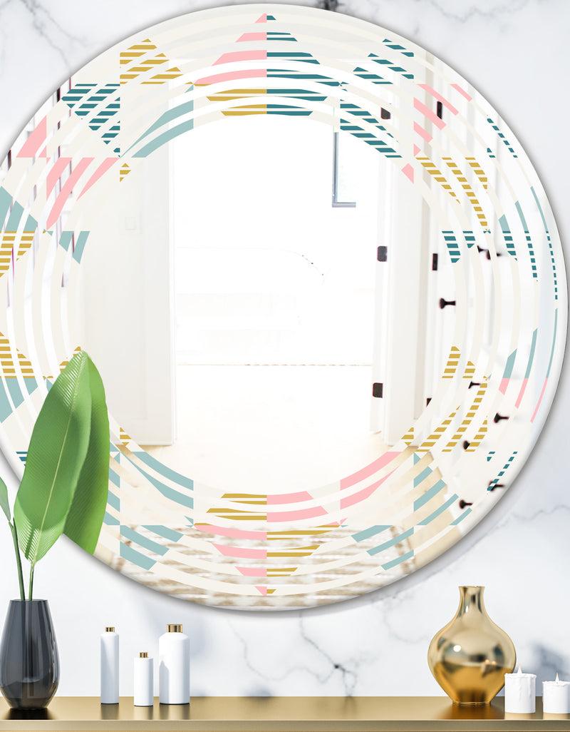 DesignQ Diamond Retro II - Modern Round or Oval Wall Mirror - Wave