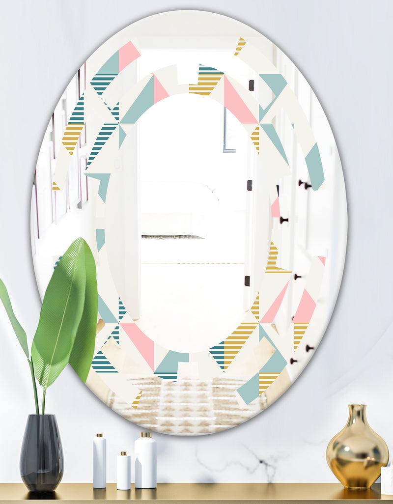 DesignQ Diamond Retro XI - Modern Round Or Oval Wall Mirror - Space