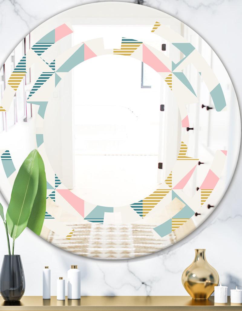 DesignQ Diamond Retro XI - Modern Round or Oval Wall Mirror - Space