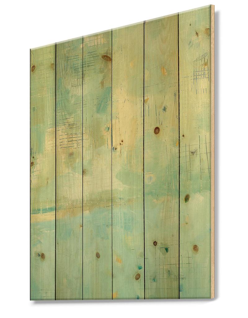 DesignQ Dreaming Of The Shore II - Nautical & Coastal Print On Natural Pine Wood